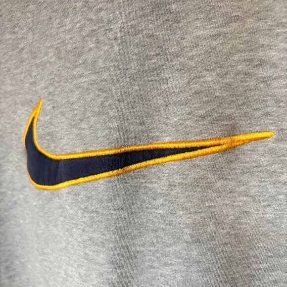 Nike Vintage Center Swoosh Hoodie Y2K Grey Pullover Oversized Embroidered Logo - Picture 8 of 8